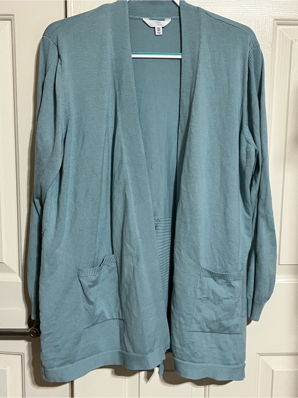 Time and Tru Dusty Blue Open-Front Cardigan
15-07